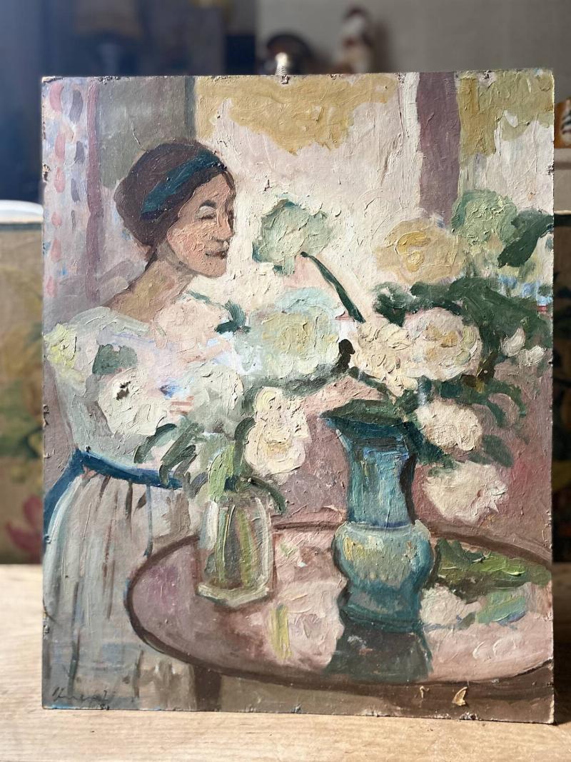 Tableau impressionniste d’une scène quotidienne en lumière naturelle, touches visibles